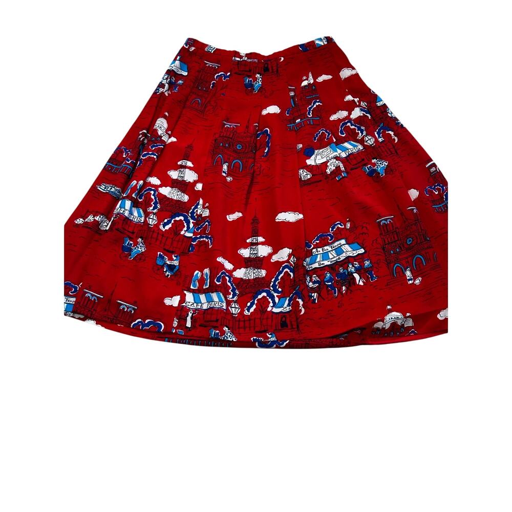 Pendleton Women’s Size 6 Red Paris Eiffel Tower Novelty Print Midi Skirt